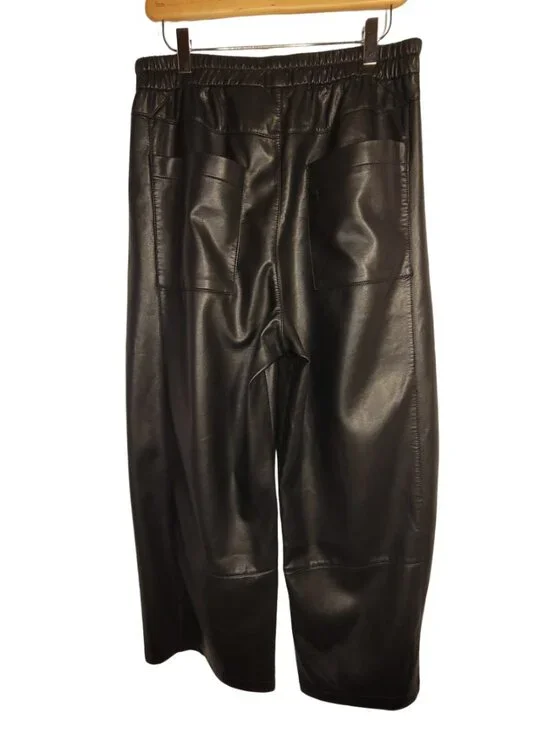 PILCRO Anthropologie Izzie Relaxed Pull-On BlackBarrel Pants Faux Leather Size M - Picture 4 of 13